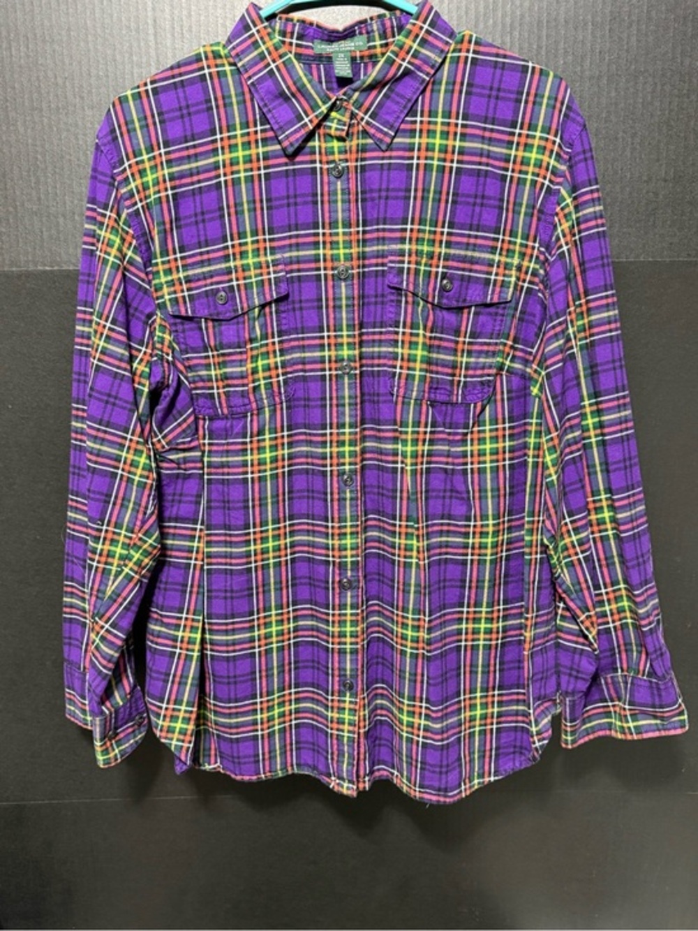 🍄LRL Vibrant Purple Plaid Twill Plaid Button Down Shirt
